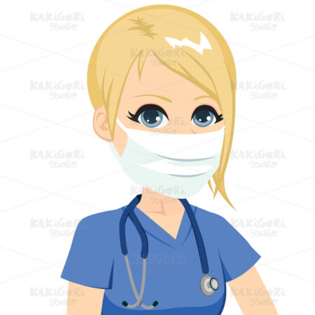 Female Nurse Medical Mask Clipart Vector Illustration 03358