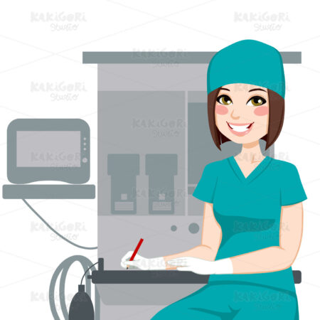 Female Nurse Writing Documents Clipart Vector Illustration 01835