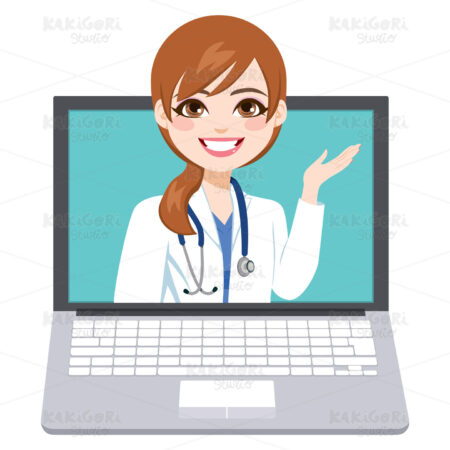 Female Online Doctor Clipart Vector Illustration 04484