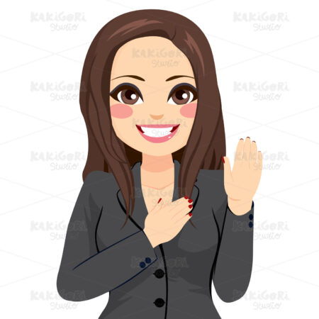 Female Politician Oath Promise Clipart Vector Illustration 04365