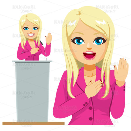Female Politician Oath Promise Clipart Vector Illustration 04382