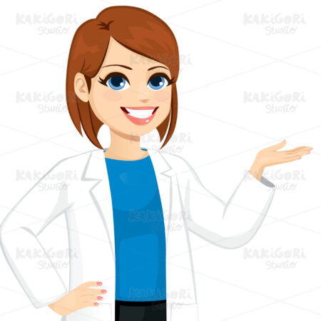Female Scientist Presentation Clipart Vector Illustration 04799