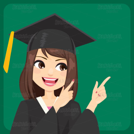 Female Student Pointing Board Clipart Vector Illustration 04734