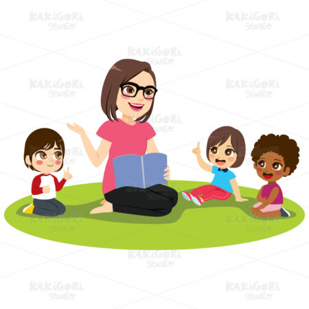 Female Teacher Kids Clipart Vector Illustration 04174