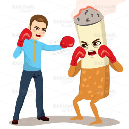 Fighting Tobacco Cigarette Clipart Vector Illustration 03961