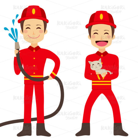 Fireman Working Clipart Vector Illustration 02214