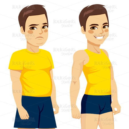 Fit Fat Man Clipart Vector Illustration 02714