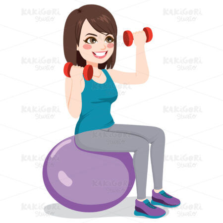 Fitness Ball Woman Clipart Vector Illustration 03513