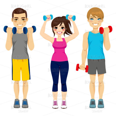 Fitness Dumbbell Group Clipart Vector Illustration 02788