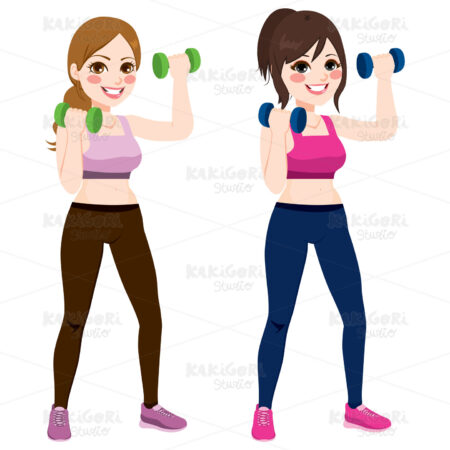 Fitness Dumbbell Women Clipart Vector Illustration 03432
