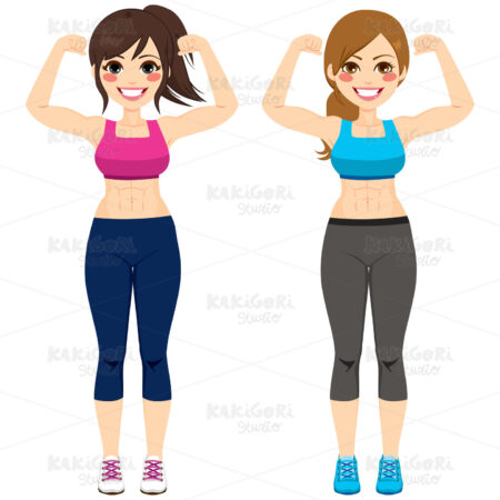 Fitness Strong Women Clipart Vector Illustration 03428
