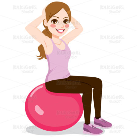 Fitness Woman Exercising With Ball Clipart Vector Illustration 03391