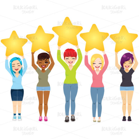 Five Stars Women Clipart Vector Illustration 04779
