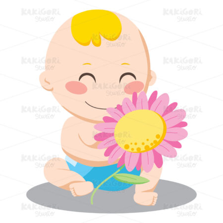 Flower Baby Boy Clipart Vector Illustration 00335