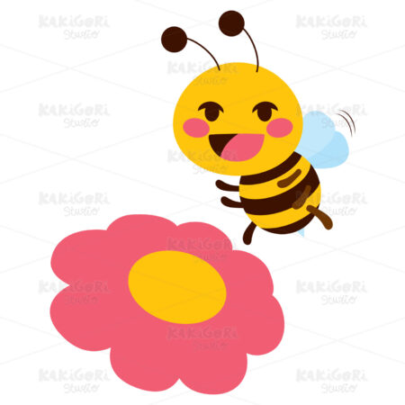 Flower Cute Bee Clipart Vector Illustration 03328