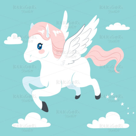 Flying Pegasus Clipart Vector Illustration 03590