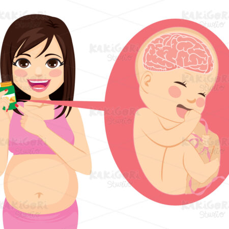 Folic Acid Baby Brain Clipart Vector Illustration 05182