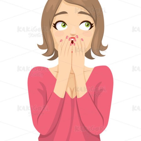 Forgetful Woman Looking Up Thinking Clipart Vector Illustration 04832