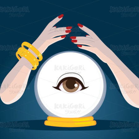 Fortune Teller Hands Crystal Ball Clipart Vector Illustration 05002
