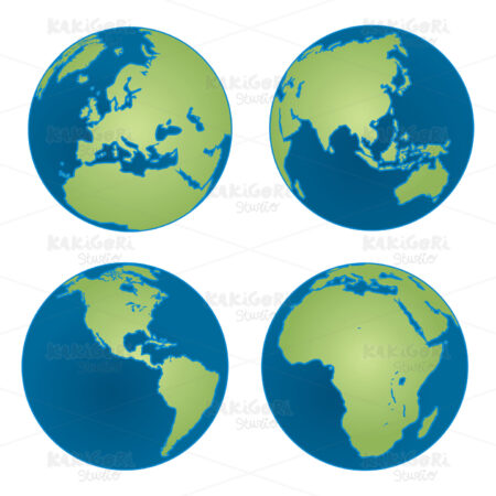 Four Earth Views Clipart Vector Illustration 01478