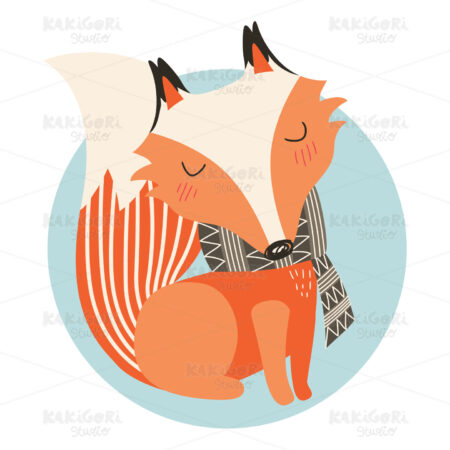 Fox On Christmas Clipart Vector Illustration 03755