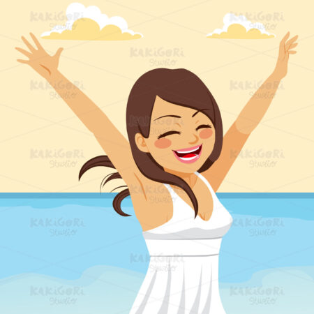 Free Woman Beach Clipart Vector Illustration 03098