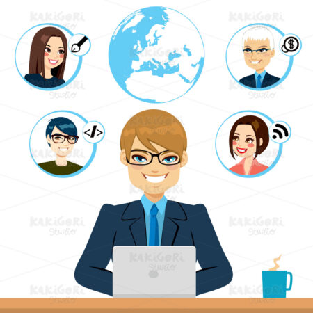 Freelance And Coworkers Clipart Vector Illustration 02175