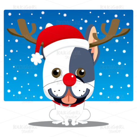 French Bulldog Reindeer Clipart Vector Illustration 00756