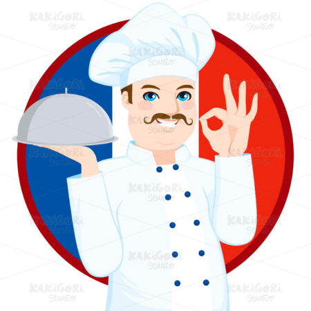 French Cuisine Chef With Mustache Clipart Vector Illustration 01833