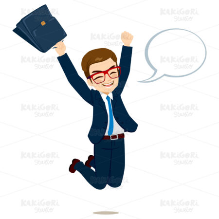 Friday Happy Jumping Businessman Clipart Vector Illustration 02423