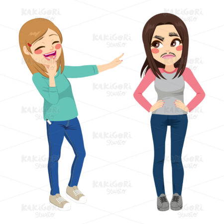 Friend Bullying Prank Clipart Vector Illustration 03866