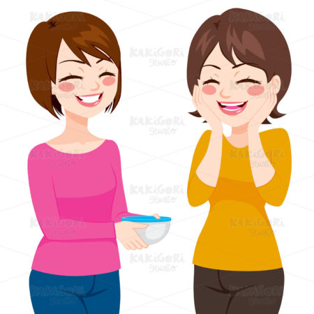 Friendly Neighbor Sharing Food Clipart Vector Illustration 02226