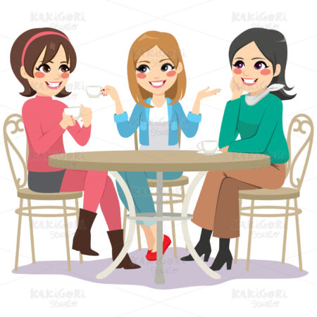Friends Cafe Street Clipart Vector Illustration 03869