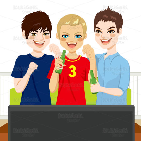 Friends Watching Game Clipart Vector Illustration 01569