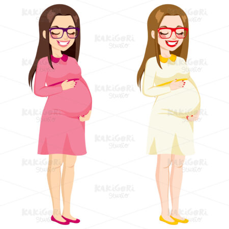Full Body Pregnant Woman Clipart Vector Illustration 01494