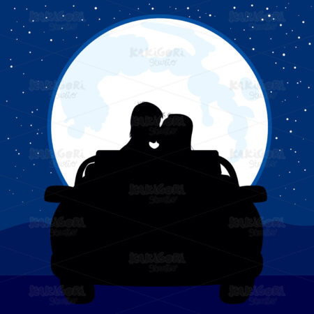 Full Moon Kissing Clipart Vector Illustration 03065