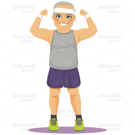 Funny Fat Old Man Clipart Vector Illustration 04401