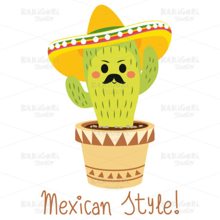 Funny Mexican Cactus Clipart Vector Illustration 03967