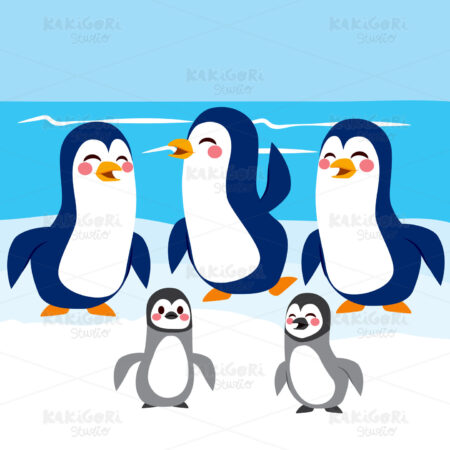 Funny Penguins Antarctica Clipart Vector Illustration 02327