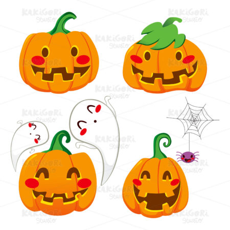 Funny Pumpkin Faces Clipart Vector Illustration 00923