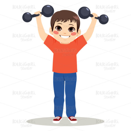 Funny Strong Boy Clipart Vector Illustration 04319