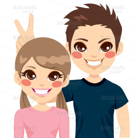 Funny Teenager Portrait Clipart Vector Illustration 01529