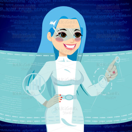 Futuristic Technology Woman Clipart Vector Illustration 01779
