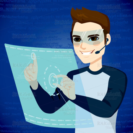 Futuristic User Interface Man Clipart Vector Illustration 01809