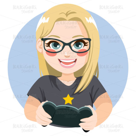 Gamer Girl Clipart Vector Illustration 03516