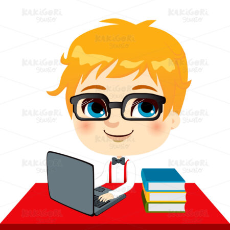 Geek Kid Student Clipart Vector Illustration 00920