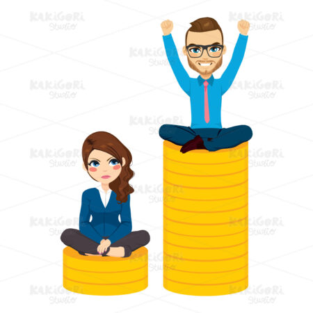 Gender Pay Gap Clipart Vector Illustration 04362