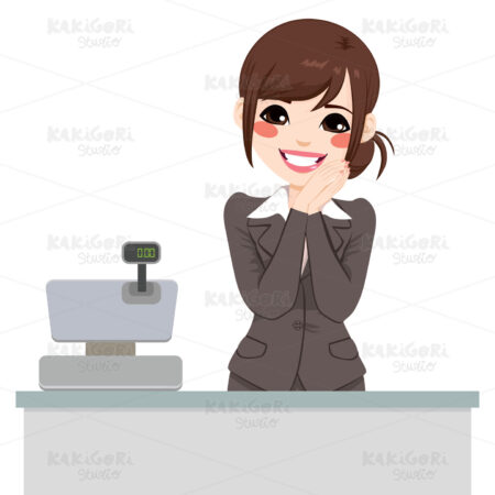 Gentle Cashier Woman Clipart Vector Illustration 01945