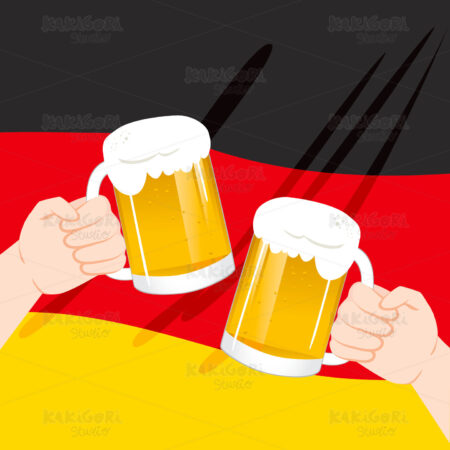 German Mug Hands Toasting Clipart Vector Illustration 03085