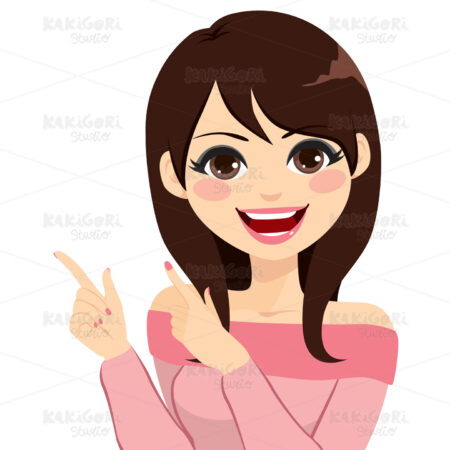 Gesturing Fingers Woman Clipart Vector Illustration 03897